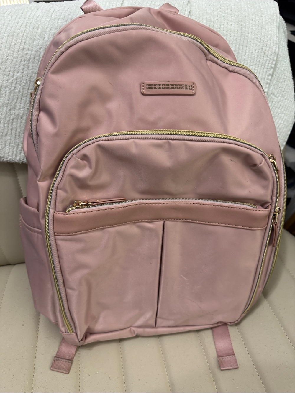 Unbranded Blush Pink Everyday Backpack with Gold Zippers